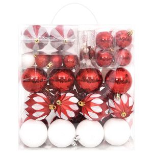 Set di palline di Natale da 64 pezzi con palline rosse e bianche e ornamenti per alberi - Product Image 3