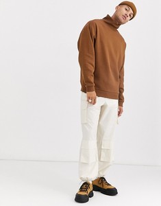 Pull à col roulé surdimensionné pour homme, couleur unie, tricoté en coton, décontracté, coupe classique, longueur normale, avec poche - Product Image 1