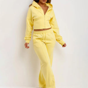 Sudadera Corta Informal de Algodón Ecológico para Mujer con Logotipo Personalizado, Sudadera Holgada Sólida, Conjunto Personalizado - Product Image 6