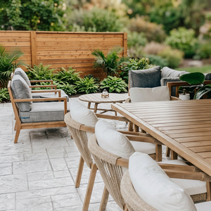 OEM/ODM Solid <b>Wood</b> Frame Eco-Friendly Dining Set <b>Outdoor</b> Furniture Modern Resort Wooden Chairs and <b>Table</b> for Villas - Product Image 1