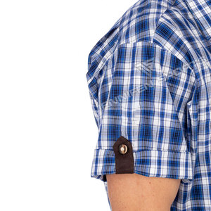 Traditional German Bavarian Lederhosen Trachten Checked Cotton <b>Half</b>-Sleeves <b>Shirt</b> Breathable For Spring Season 100% Cotton - Product Image 5