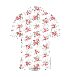 Men’s <b>White</b> Pink Floral Print <b>Polo</b> Shirt Short Sleeve Casual Summer Fashion Shirt - Product Image 5