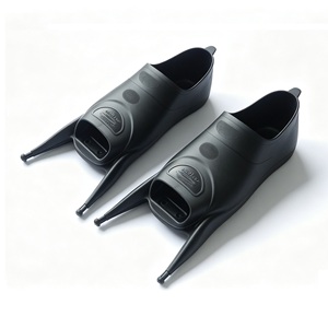 Ailerons de natation noirs en TPR, style grenouille à bout court, poche pour le pied, pièces de rechange pour la plongée avec tuba - Product Image 1