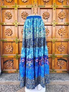 Women's Floor-Length Satin Silk Bohemian Eco-Friendly Breathable Comfortable High <b>Elastic</b> Patchwork Print Multi Color ODM Summer - Product Image 3