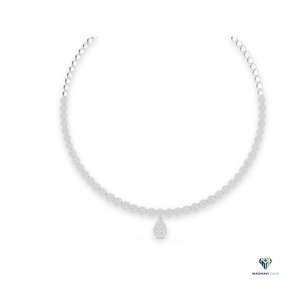 Collar con Colgante de Diamante Cultivado en Laboratorio, Corte Redondo, 7.88 Quilates, Oro Blanco de 18K, Collar con Colgante de Lágrima para Bodas - Product Image 3