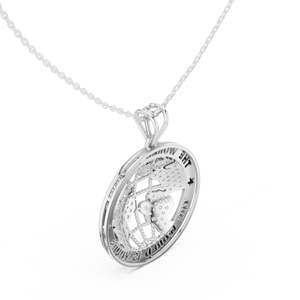 Collar con Colgante de Mapa del Mundo de Lujo en Oro Blanco de 18K con Diamante Cultivado en Laboratorio, Baño de Rodio y Estilo Hip Hop - Product Image 4