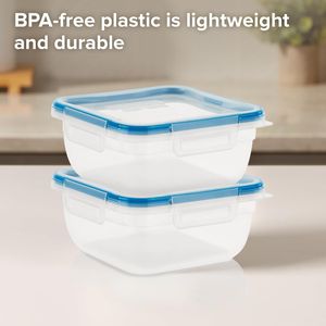 2-Pack <b>Plastic</b> Total Solution 5.5-Cup Leakproof and Airtight Food Storage <b>Containers</b> with <b>Square</b> Locking Lids - Product Image 2