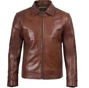 Chaqueta de Cuero de Piel de Oveja Genuina para Hombre de Primera Calidad |   Nuevo Abrigo de Cuero de Invierno de Diseño Moderno |   OEM al por Mayor - Product Image 5