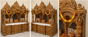Super Large Size Designer Pooja Temple with Storage Cabinet Custom Made Handcrafted Puja <b>Mandirs</b> For Villas Wholesale Prices - Product Image 2