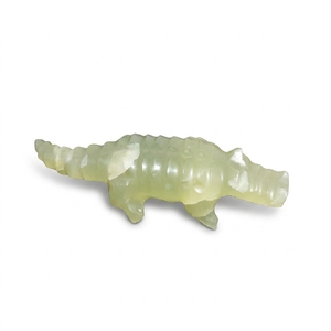 Figurine de crocodile en onyx vert effet jade sculpté de haute qualité, art populaire animalier, logo personnalisé, taille et couleur au choix, décoration, cadeau - Product Image 1