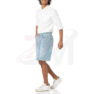 Men's Light Wash Denim Shorts Straight Leg Mid Waist Casual Wholesale Factory Supplier Custom Men Plain Denim <b>Jean</b> Shorts - Product Image 3