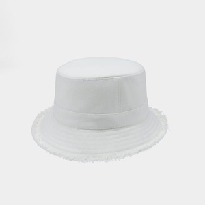 2026 Wholesale Frayed Raw Hem White denim Bucket <b>Hat</b> Cotton Vintage Distressed Fisherman <b>Hat</b> <b>Men</b> Women - Product Image 5