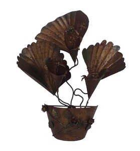 Pot de fleurs décoratif demi-rond de couleur naturelle, fait main, moderne, écologique, en métal, pour table ou mur, design pour salon - Product Image 3