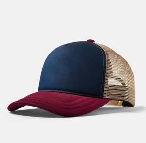 Casquette Trucker Style Vintage en Gros, Bleu Marine et Bordeaux, en Maille Respirante, Réglable avec Fermeture Snapback, pour Sports de Plein Air, Logo Personnalisé - Product Image 1