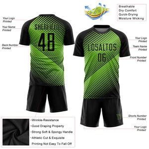 Green Black Color Customized Football Jersey Kits Moisture-Wicking O-Neck Unisex Adult's Soccer Uniforms For Youth - Product Image 4