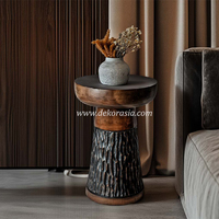 Tabouret rond en bois sculpté, ottoman d'appoint en bois massif, siège latéral pour salon, chambre à coucher, décoration intérieure