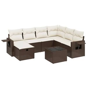 Conjunto de sofás de jardín grandes y modulares de ratán sintético marrón - Product Image 2