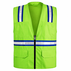 Chaleco de Seguridad Reflectante con Diseño de Tiras de Alta Visibilidad, Ropa de Trabajo Unisex de Algodón y Poliéster para Construcción y Seguridad Personal - Product Image 1
