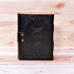 Custom Logo Handmade Genuine Leather Hardcover Sun Moon Journal Diary Acid Free Pencil Cotton Deckle Edges Wholesale Factory - Product Image 2