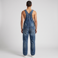 Overol de trabajo de mezclilla con cremallera frontal y estampado serigrafiado, de algodón grueso transpirable para hombre, personalizado OEM, tipo peto de carga