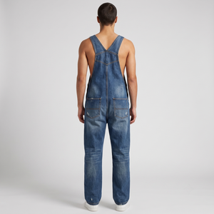 <b>Men's</b> Heavyweight Cotton Breathable Screen Printed Zip-Front Denim <b>Overalls</b> Custom OEM Cargo Bib Dungarees <b>for</b> Workwear - Product Image 2