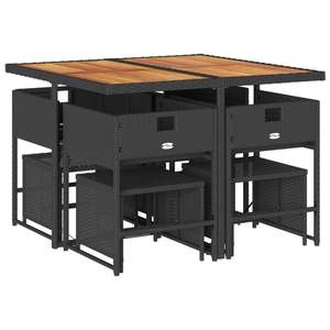 ชุดโต๊ะรับประทานอาหารในสวนแบบพับได้ 8 ที่นั่ง ทำจากหวายโพลีสีดำ - Product Image 4