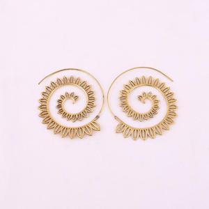 Women's Trendy Spiral Brass Gold Plated Earrings 51x53MM Size - Product Image 2
