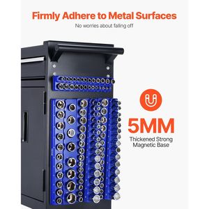 Set di 8 Organizzatori Magnetici per Bussole da 1/4”, 3/8”, 1/2” Metrico e SAE con Etichette Trasparenti, per Armadietti Portautensili, Contiene 199 Pezzi - Product Image 3