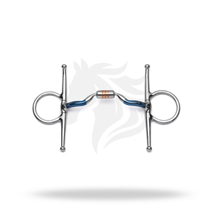 Bocado de hierro dulce tipo snaffle de mejilla completa con puerto bajo y cápsula para entrenamiento y control en equitación - Product Image 1