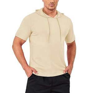 Sweat-shirts à capuche à manches courtes pour hommes, en coton léger - Product Image 6