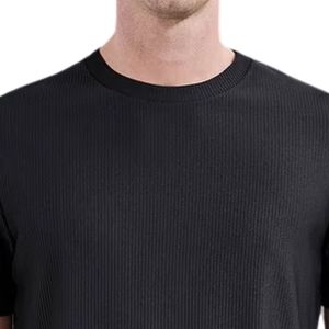 T-shirt côtelé texturé pour homme, manches courtes, col rond, respirant, décontracté, pour tous les jours, gym, fitness, extérieur, voyage - Product Image 3