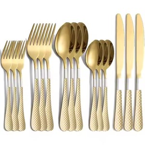 Juego de Cubiertos Ecológicos de Latón Dorado con Mangos de Cerámica, Vajilla Moderna de Lujo para Hotel, Restaurante y Bodas - Product Image 3