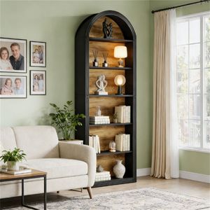<b>Wooden</b> Arched Bookshelf Display Stand Elegant <b>Bookcase</b> for Home or Office - Product Image 2