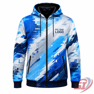 เสื้อฮู้ดซิป Y2K แบบสั่งทำพิเศษ ลายพิมพ์ Cobalt Glitch ทั่วตัว แบรนด์ส่วนตัว สตรีทแวร์ รับผลิตเสื้อผ้า OEM พร้อมโลโก้ ขายส่งจากโรงงาน - Product Image 1