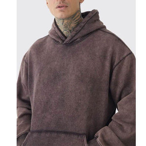 Sweat à capuche vintage personnalisé pour homme, délavé à l'acide, coupe oversize, épais, style optimal, respirant, avec poche kangourou et capuche ajustable - Product Image 3