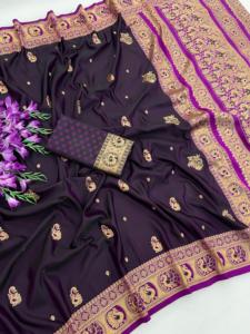 Soft premium pure <b>satin</b> silk fabric <b>saree</b> with zari weawing Peshwai border <b>saree</b> - Product Image 5