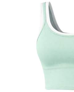 Ensemble jupe et haut court vert menthe personnalisé pour femme – Soutien-gorge de sport sans manches et mini-jupe – Tenue décontractée deux pièces pour yoga et gym en été - Product Image 2