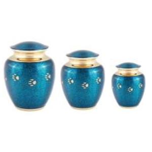 Urna Funeraria Decorativa de Metal para Mascotas, Mini Urna Conmemorativa para Cenizas de Animales, de Tamaño Pequeño a Grande, con Diseño de Huella de Pata en Color Verde Azulado y Dorado Premium - Product Image 1