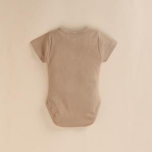Premium Quality Organic Bamboo Elastane Short Sleeve Bodysuits Latte - Product Image 2