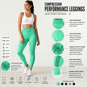 Solid Color Stretch <b>Leggings</b> with High Waist Comfortable Fit for Daily Activity and Exercise - Product Image 6
