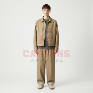 Ensemble streetwear vintage en jean pour homme, collection hiver 2026 : Veste respirante délavée à l'acide et jean ample en polyester/coton léger - Product Image 4