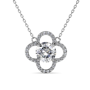 Nouveau GRA Moissanite Diamant Avec Certificat 925 Sterling Silver Lucky Four Leaf Clover Necklace Destiny Jewellery - Product Image 1