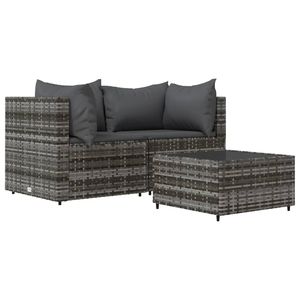 Ensemble de salon de jardin en rotin PE gris avec structure en acier thermolaqué et verre trempé pour les aménagements de jardin - Product Image 2