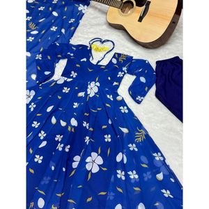 VESTIDO DE TRABAJO CON ESTAMPADO DIGITAL DE DESIGER GEORGETTE FONDO CON DUPATTA AZUL - Product Image 2