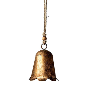 Vintage Metal Engraved <b>Christmas</b> Hanging <b>Decoration</b> Bell Antique Bronze Craft <b>Small</b> Bell Trio On Jute Rope For Rustic Farmhouse - Product Image 6
