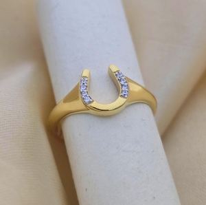Anillo de Herradura de Plata de Ley 925, Chapado en Oro, con Circonitas, Anillo de la Suerte, Minimalista, Elegante, para Mujer, Regalo de Joyería de Buena Suerte - Product Image 5