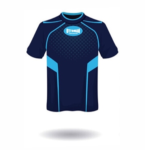 ชุดเสื้อเจอร์ซีย์กีฬาสีน้ำเงินกรมท่าสำหรับผู้ชายของออตโตมัน คอร์ปอเรชั่น พร้อมดีเทลสีฟ้าอ่อน ชุดออกกำลังกาย - Product Image 2