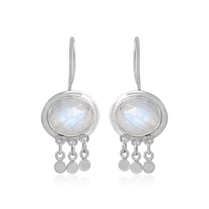 <b>Rainbow</b> Moonstone Gemstone 925 Sterling Silver Dangle <b>Drop</b> Earrings Women Boho June Birthstone Handmade Jewelry Wholesale - Product Image 1