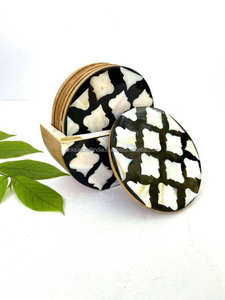 Stylish <b>Blue</b> Floral Inlay <b>Coasters</b> with Mother of Pearl | Decorative Square Set with Storage Box for Home Decor | Pemium Quality - Product Image 3