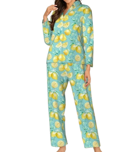 Women's 2 Piece <b>Cherry</b> Print Pajama Set V Neck Knitted Cotton Sleepwear Sweet Style All Seasons Breathable Regular Fit - Product Image 3